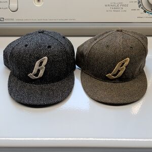 Billionaire Boys Club Herringbone Wool-Blend Baseball Caps in Gray & Brown